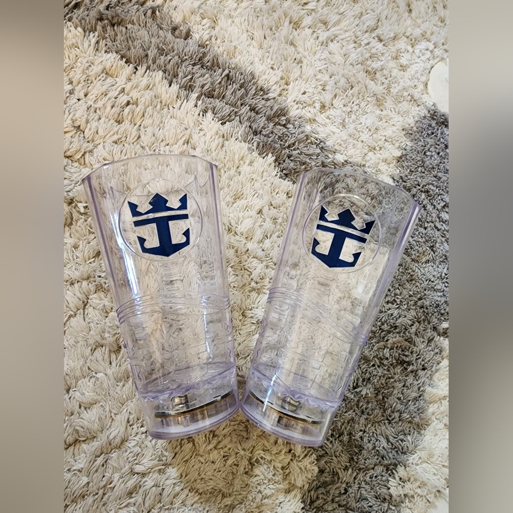 Royal Carribbean Cruise Line Clear Tumblers with Blue Logo (Set of 2)